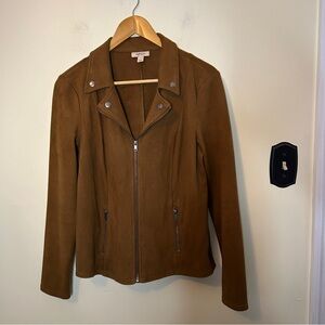Style and Co Faux Suede Camel Colored Moto Jacket Size S